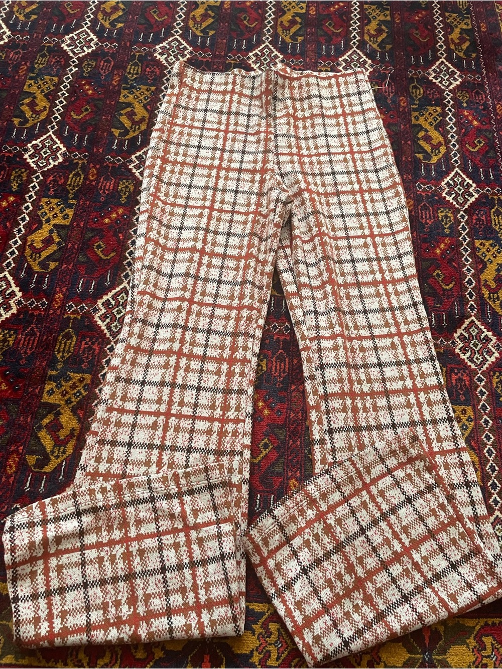 Urban Outfitters Plaid Wide-Leg Pants in Brown & White